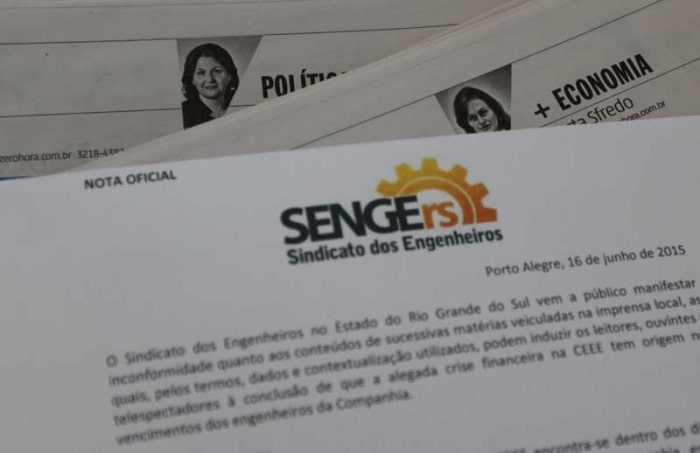 Semgee SENGE publica nota de inconformidade - SENGE-RS